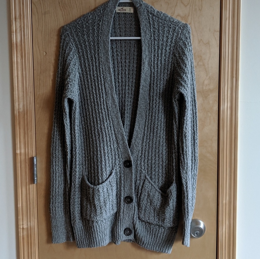 Gray Button Knit Cardigan